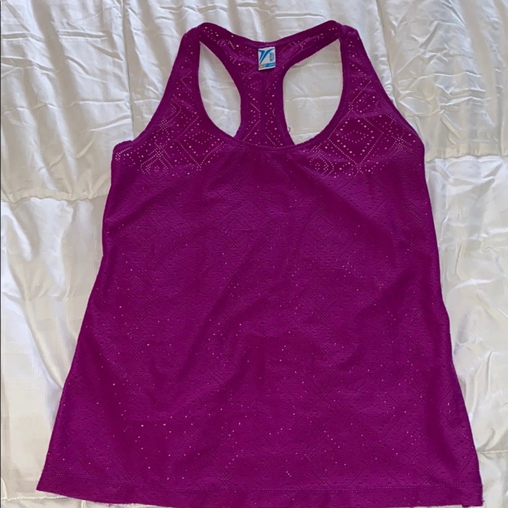 Purple mesh racer back workout tank